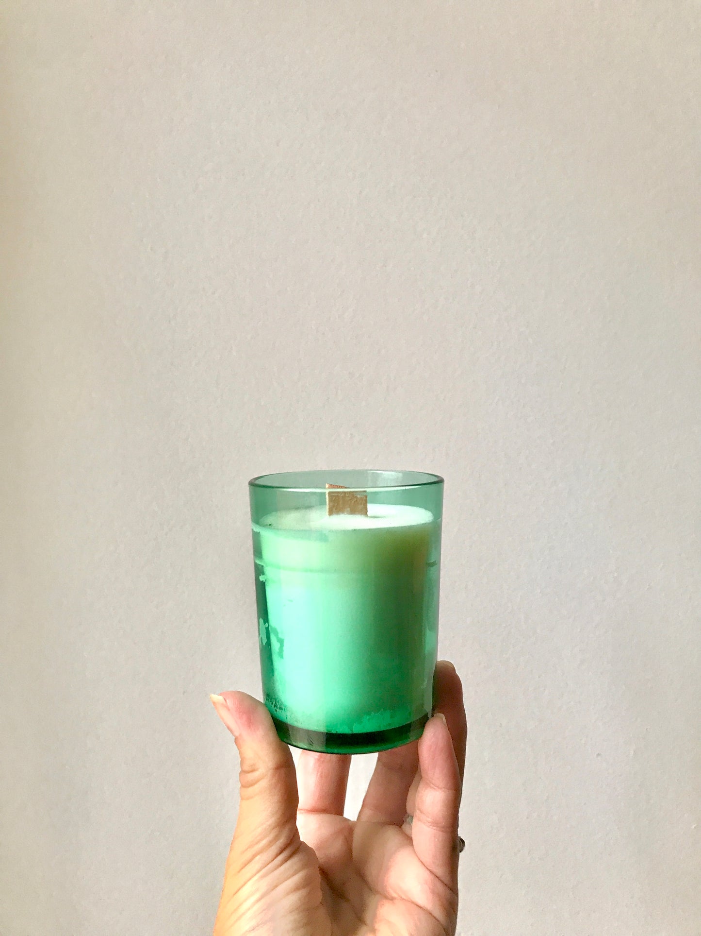 Bougie dans un verre "Huile Lesieur"