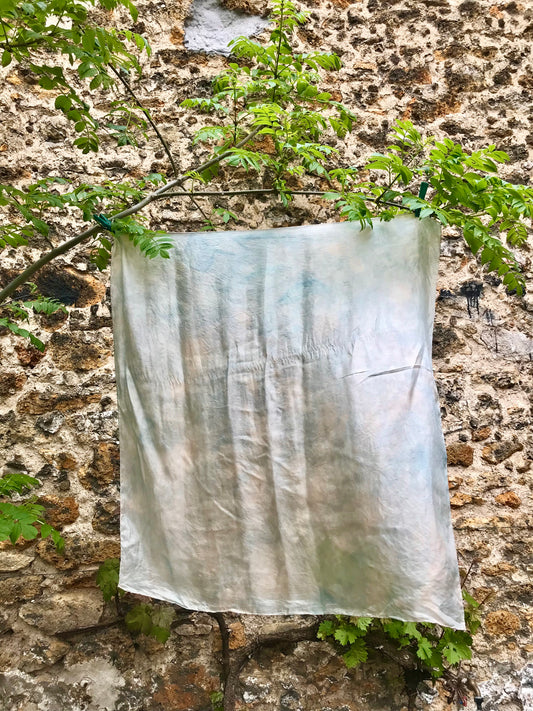 Foulard en soie teint à la main avec des plantes n°12