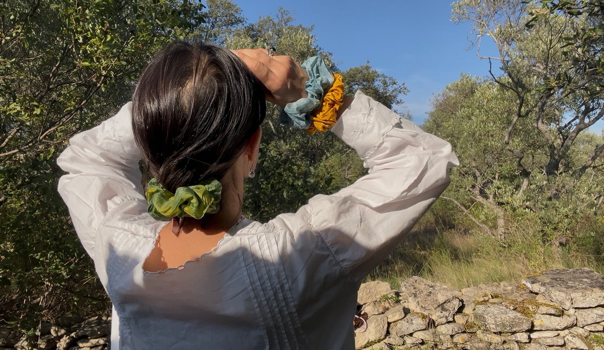 Chouchou en mousseline de soie bio - Prairie