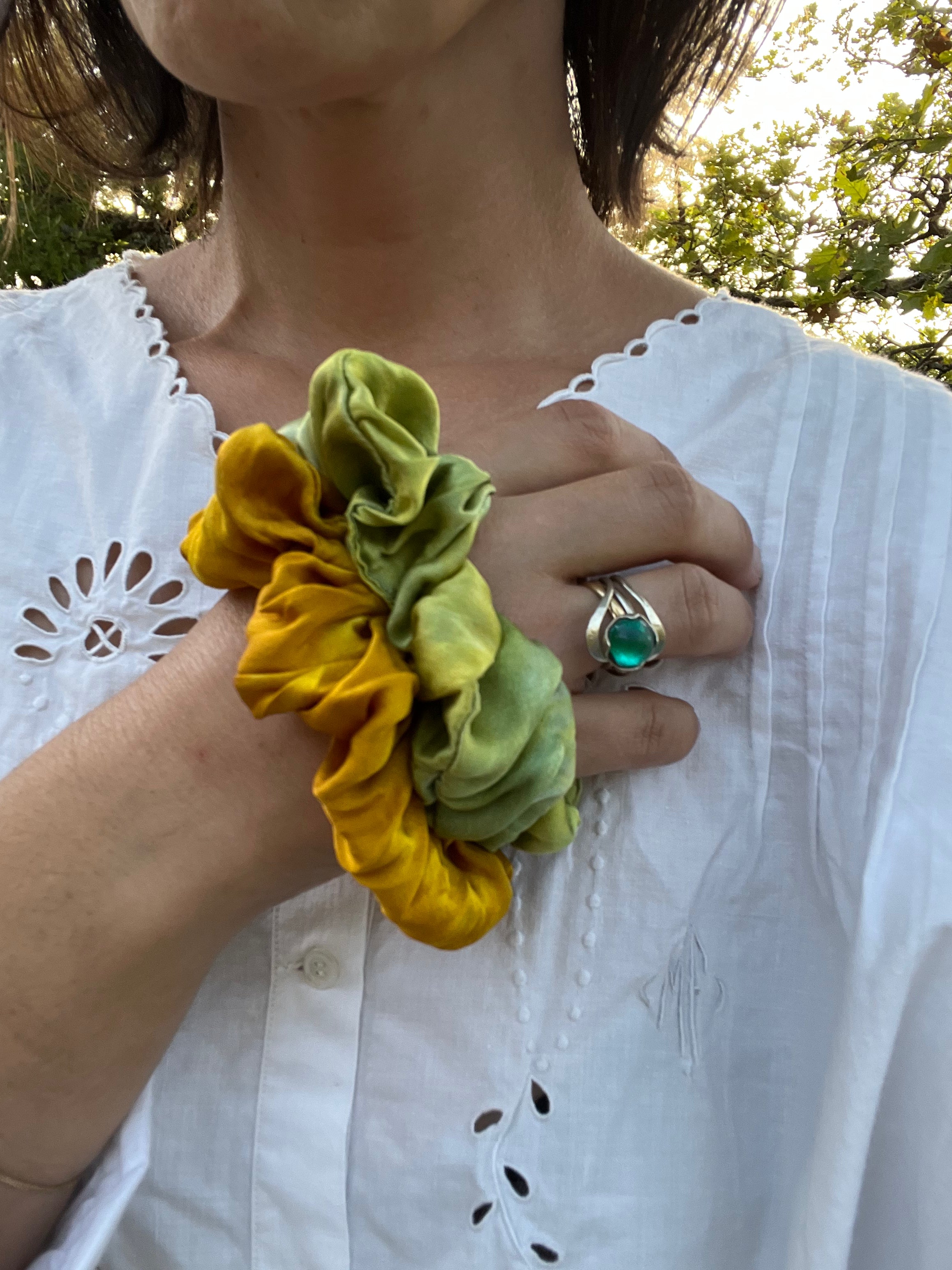 Chouchou en satin de soie bio - Prairie