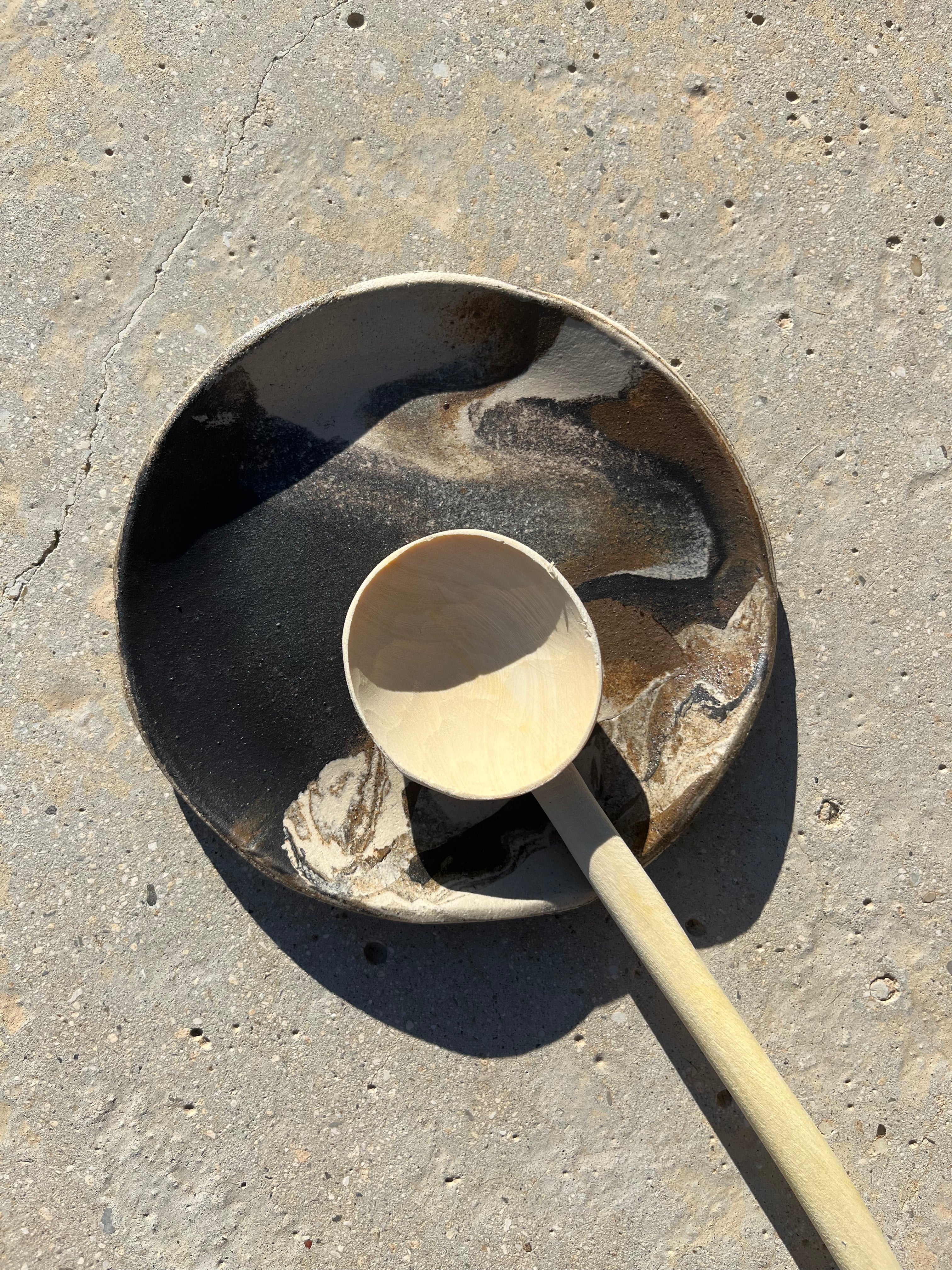 Repose-cuillère en terre mêlée - grès