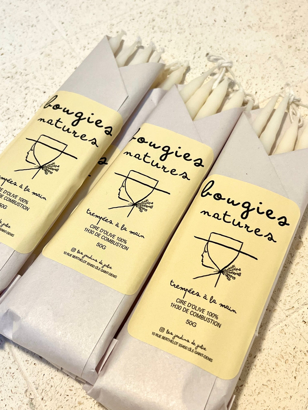 Bougies à la cire d'olive (lot de 4)