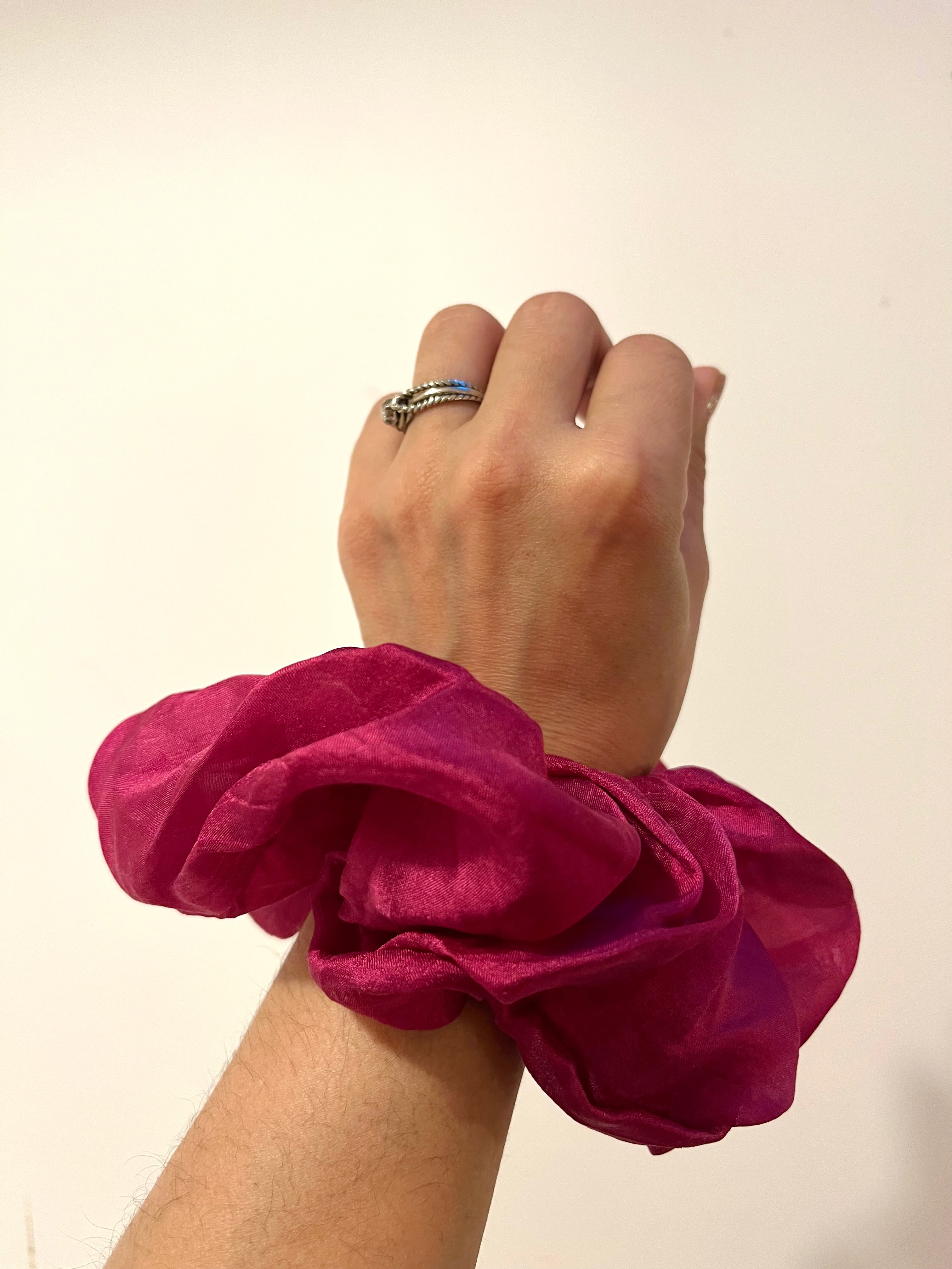 Chouchou en mousseline de soie bio - Fushia