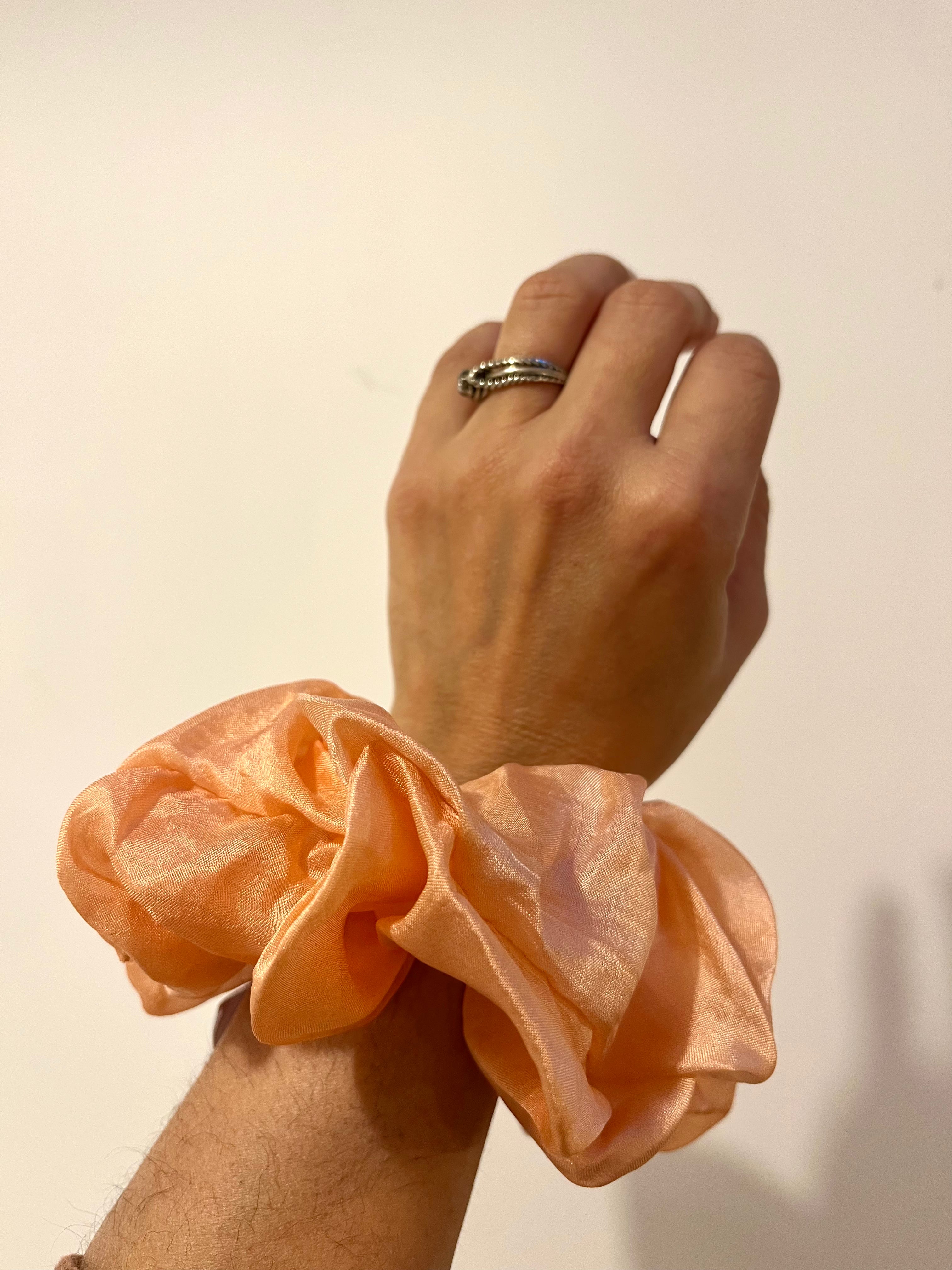 Chouchou en mousseline de soie bio - Corail